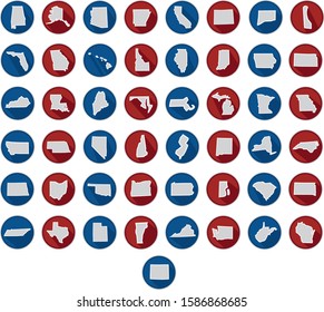 state icons united America fifty set  new York California Florida Texas new jersey Washington Virginia Michigan Pennsylvania 