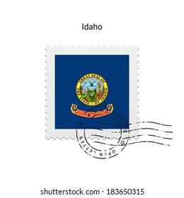 State of Idaho flag postage stamp on white background. Vector illustration.
