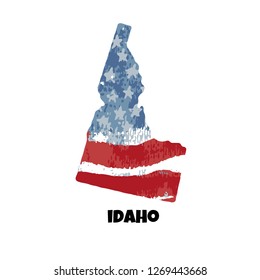 State of Idaho. United States Of America. Vector illustration. USA flag.