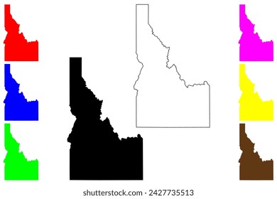 State of Idaho (United States of America, USA or U.S.A.) silhouette and outline map