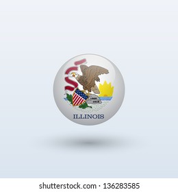 State of Illinois flag circle form on gray background. Vector illustration.