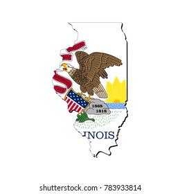 State of Illinois flag inside the map