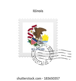 State of Illinois flag postage stamp on white background. Vector illustration.