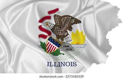 State of Illinois flag vector with torn edges on a transparent background