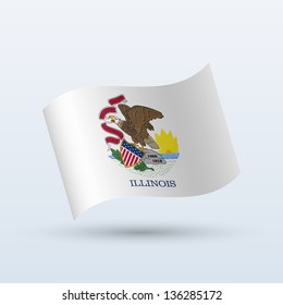 State of Illinois flag waving form on gray background. Vector illustration.