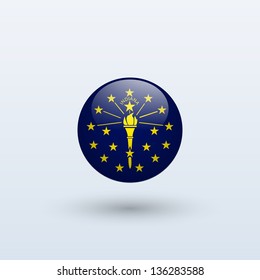 State of Indiana flag circle form on gray background. Vector illustration.