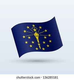 State of Indiana flag waving form on gray background. Vector illustration.