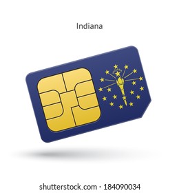 State of Indiana phone sim card with flag. Vector illustration.