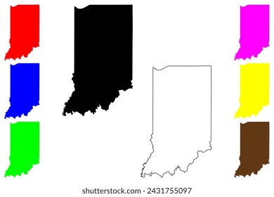 State of Indiana (United States of America, USA or U.S.A.) silhouette and outline Indiana map