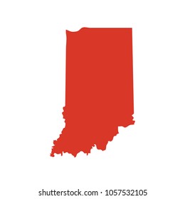 State of Indiana vector map silhouette. IN state shape icon. Outline contour map of State of Indiana.