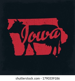 State Of Iowa With Cow Logo