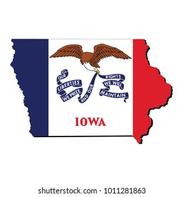 State Of Iowa Flag Inside The Map