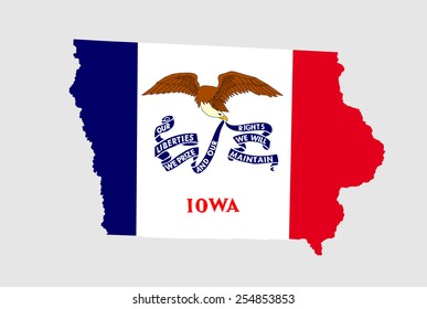 State of Iowa grunge flag map isolated on a white background, U.S.A. 