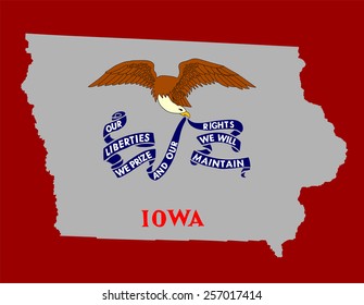 State of Iowa grunge flag and map isolated on a background, U.S.A. 