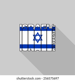 State of Israel flag of the letters typography, t-shirt graphics, flat design.