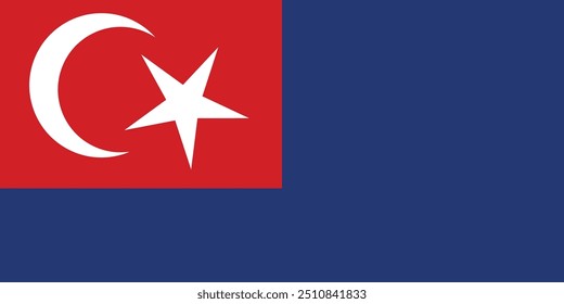 Bandera del Estado de Johor. Uno de los estados de Malasia. Ilustración vectorial.
