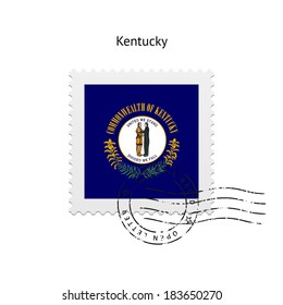 State of Kentucky flag postage stamp on white background. Vector illustration.