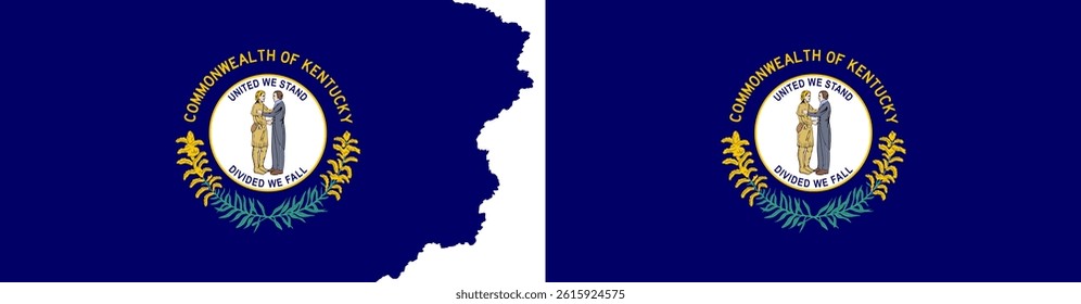 State of Kentucky flag vector. Standard flag and with torn edges