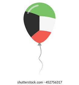 State of Kuwait national colors isolated baloon on white background. Independence day patriotic poster. Flat style flag balloon. National day vector illustration.