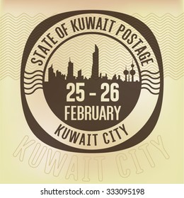 State Of Kuwait Retro Postage Stamp