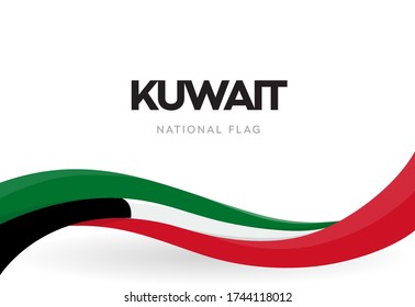 El Estado de Kuwait ondeando la bandera. Afiche de la cinta patriótica kuwaití. Folleto de la celebración del Día Nacional de Kuwait. Ilustración vectorial de aniversario de feriado público aislado. 