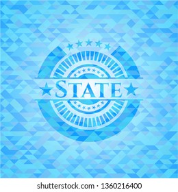 State light blue emblem with mosaic background