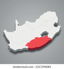  state location within South Africa 3d isometric map