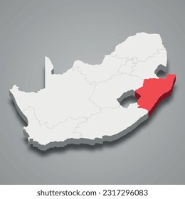  state location within South Africa 3d isometric map