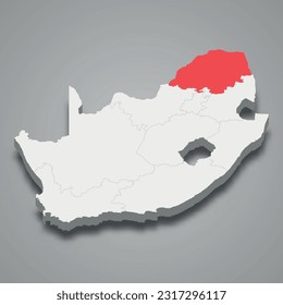  state location within South Africa 3d isometric map