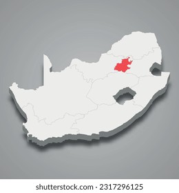  state location within South Africa 3d isometric map