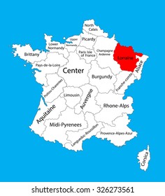 state Lorraine map vector,  location on France. France map vector isolated on background.