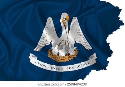 State of Louisiana flag vector with torn edges on a transparent background