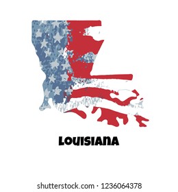 State of Louisiana. United States Of America. Vector illustration. USA flag.