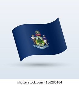 State of Maine flag waving form on gray background. Vector illustration.