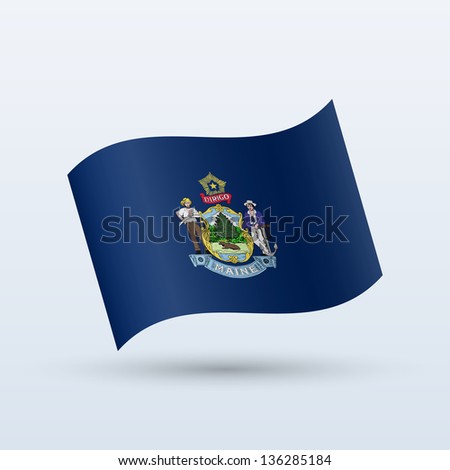 State of Maine flag waving form on gray background. Vector illustration.