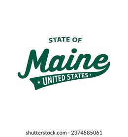 State of Maine lettering design. Maine, United States, typography design. Maine, text design. Vector and illustration.