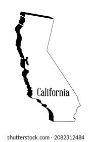 State map in 3D outline of California over a white background