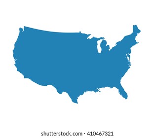 State map vector. Blank Blue similar USA map isolated on white background. United States of America country. Vector template for website, design, cover, infographics.