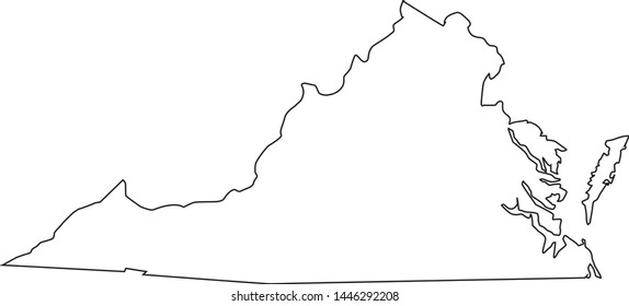 state map of Virginia In United States