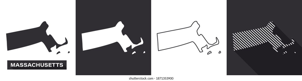 State of Massachusetts. Map of Massachusetts. United States of America Massachusetts. State maps. Vector illustration