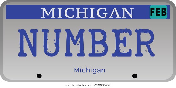 State of Michigan car registration number plates 