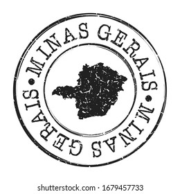 State of Minas Gerais, Brazil Map Postmark. A Silhouette Postal Passport. Stamp Round Vector Icon. Vintage Postage Designs.