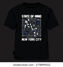 state of mind new york graphic t shirt typography vector illustration