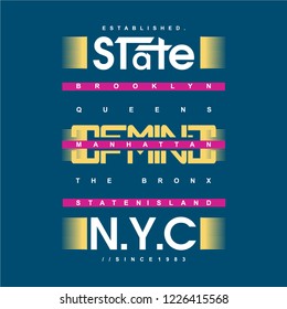 state of mind slogan new york design for printed t shirt