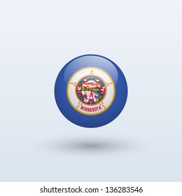 State of Minnesota flag circle form on gray background. Vector illustration.