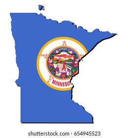State of Minnesota flag inside the map