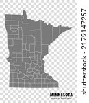 State Minnesota map on transparent background. Blank map of  Minnesota with  regions in gray for your web site design, logo, app, UI. USA. EPS10.