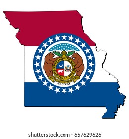 State of Missouri flag inside the map