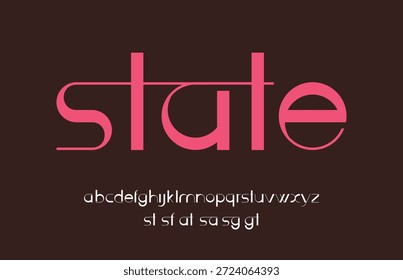 State - Modern Sans Serif Font - Elegante alfabeto de ligadura personalizado para marca de lujo, logotipos tecnológicos y tipografía minimalista, Vector