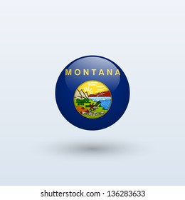 State of Montana flag circle form on gray background. Vector illustration.